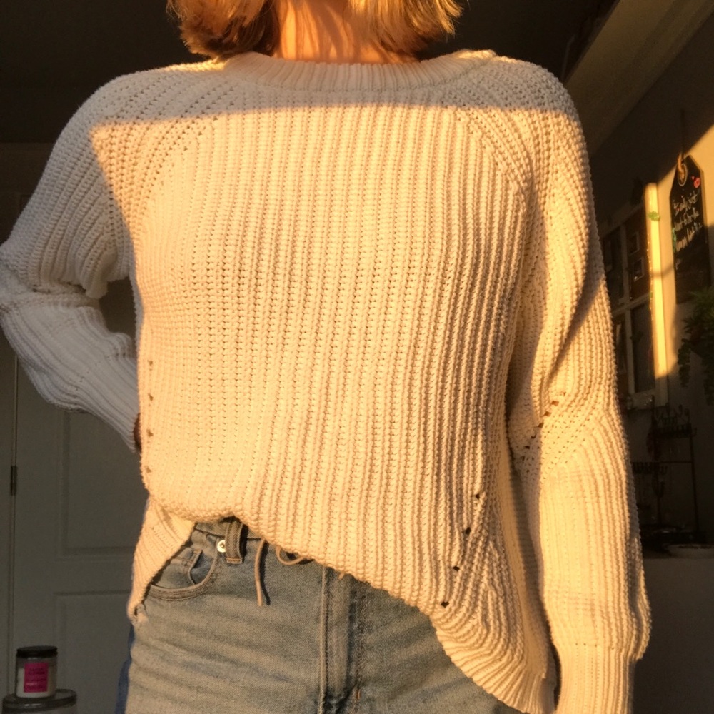 White knit sweater